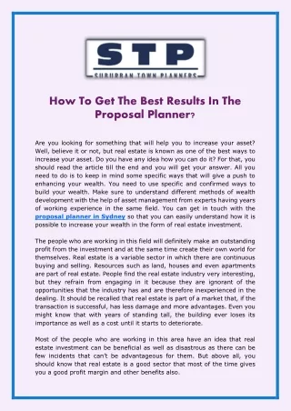 How To Get The Best Results In The Proposal Planner?
