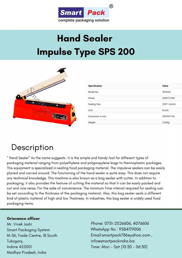hand sealer impulse type sps 200