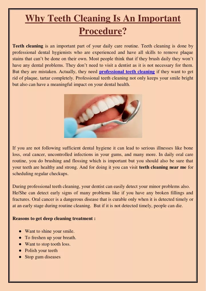 why teeth cleaning is an important procedure