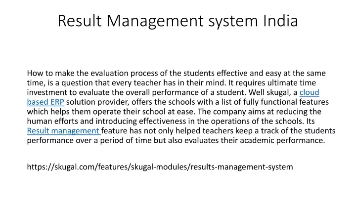 result management system india