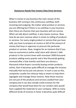 outsource hassle free invoice data entry services