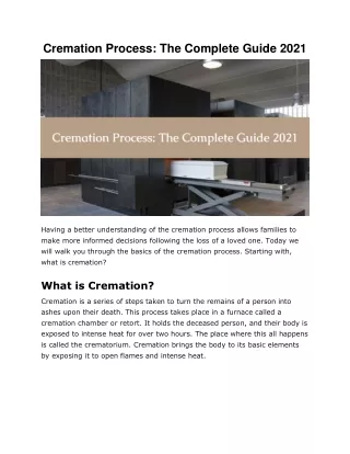 Cremation Process: The Complete Guide 2021