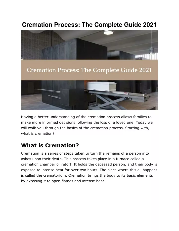 cremation process the complete guide 2021