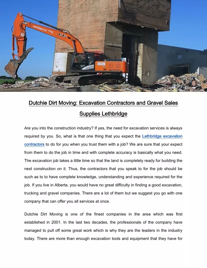 dutchie dirt moving excavation contractors