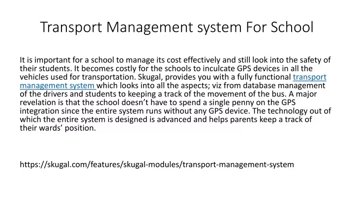transport management system for school