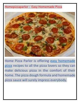 Easy Homemade Pizza
