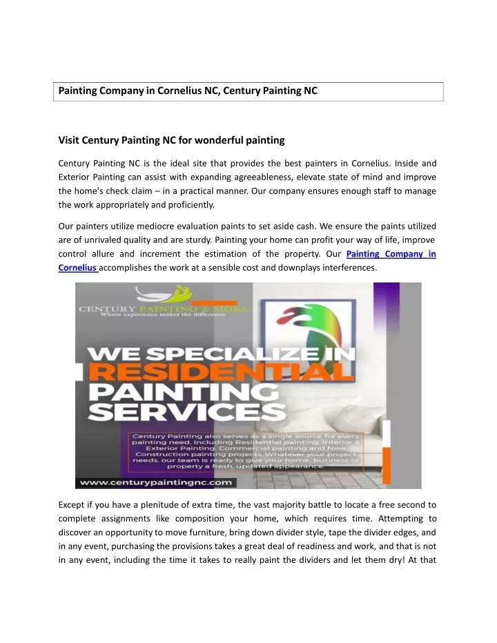 painting company in cornelius nc century painting