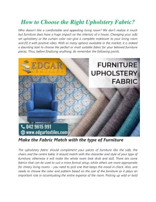 How to Choose the Right Upholstery Fabric?