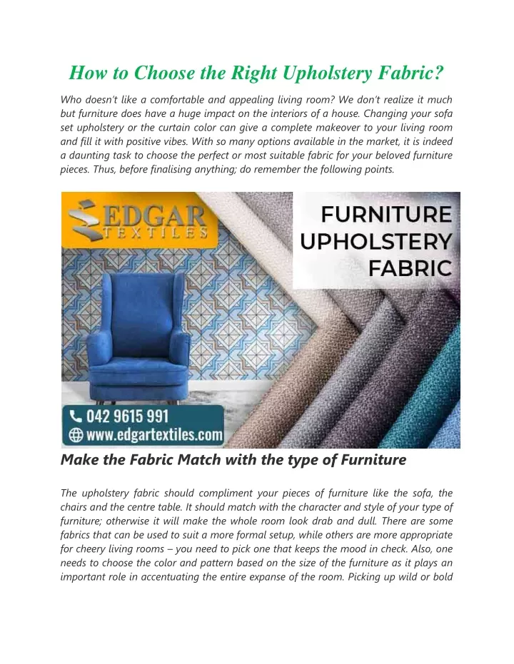 how to choose the right upholstery fabric
