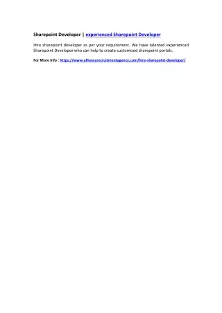 sharepoint developer experienced sharepoint