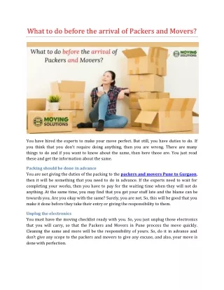 what to do before the arrival of packers