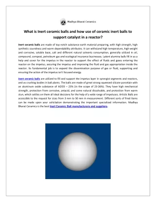 what is inert ceramic balls