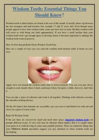 wisdom teeth essential things you should know