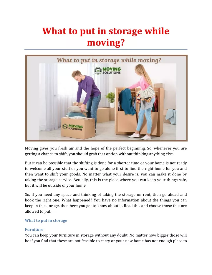 what to put in storage while moving