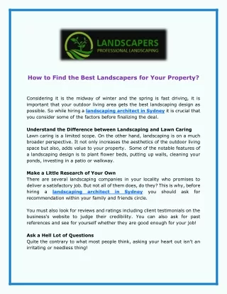 How to Find the Best Landscapers for Your Property?