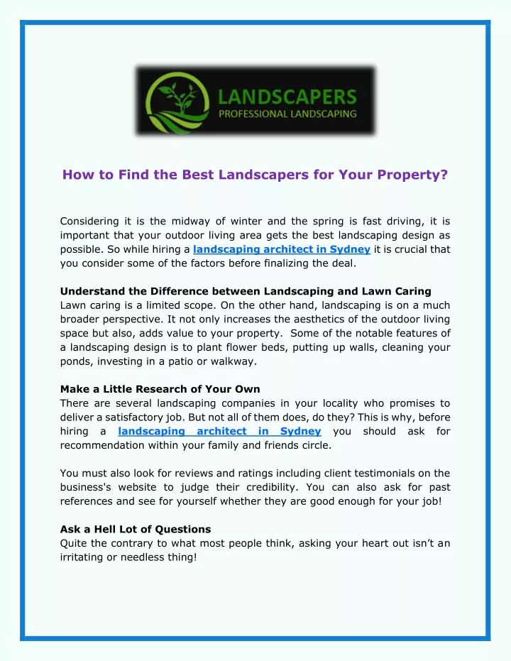 how to find the best landscapers for your