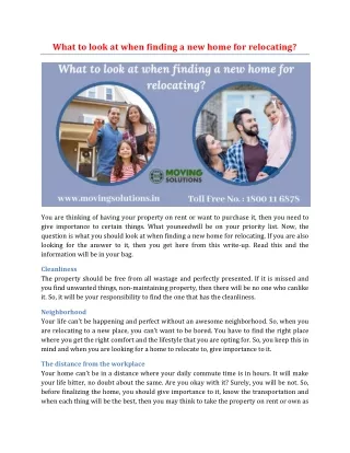 what to look at when finding a new home