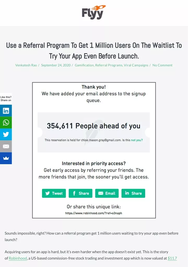 use a referral program to get 1 million users