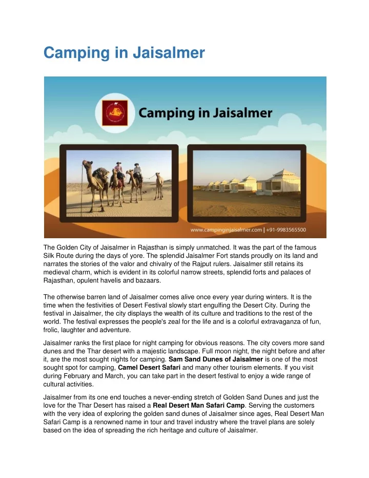 camping in jaisalmer