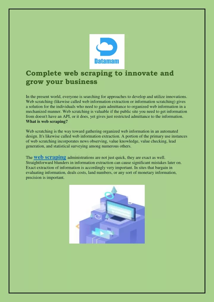 complete web scraping to innovate and grow your