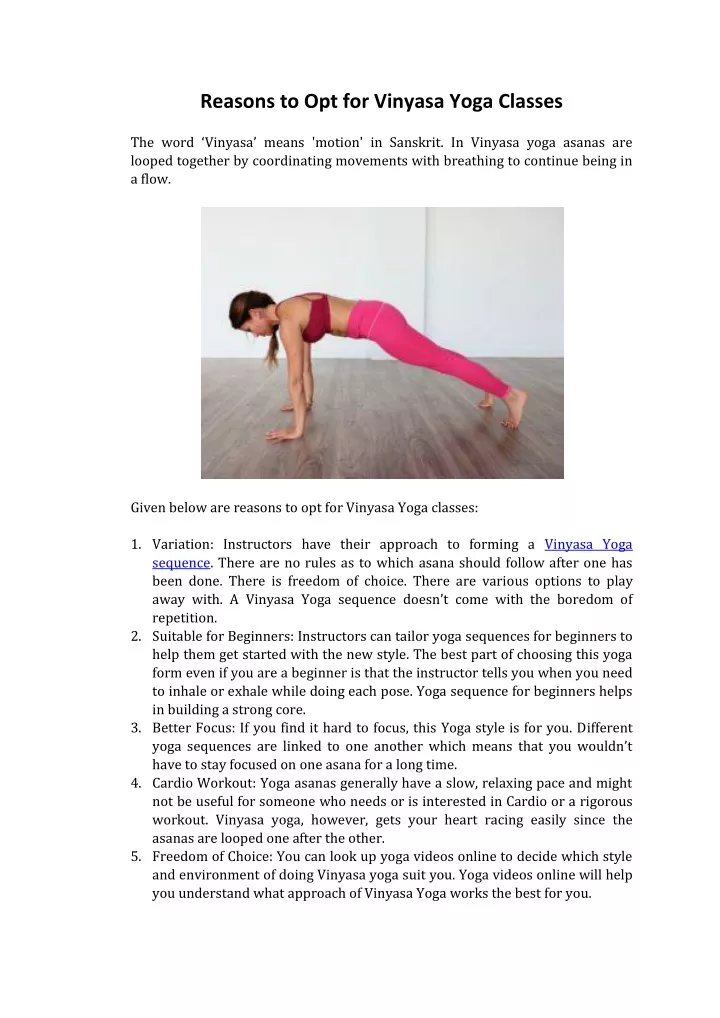 reasons to opt for vinyasa yoga classes