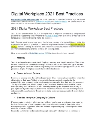 digital workplace 2021 best practices
