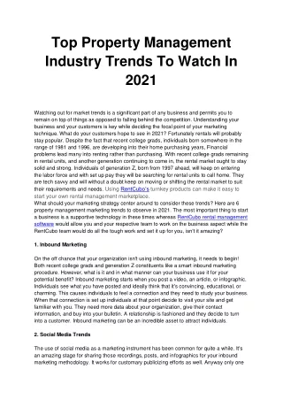Top property management industry trends to watch out for in 2021