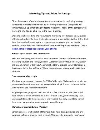 marketing tips and tricks for startups