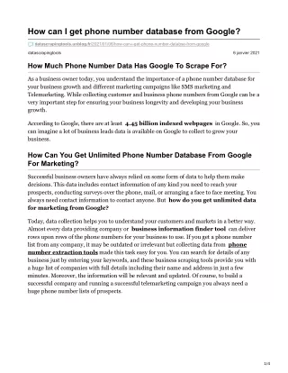 how can i get phone number database from google