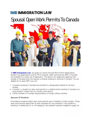 Spousal Open Work Permits To Canada