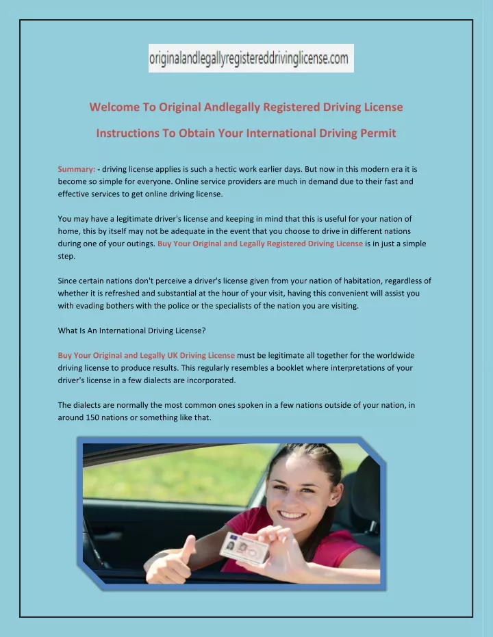 welcome to original andlegally registered driving