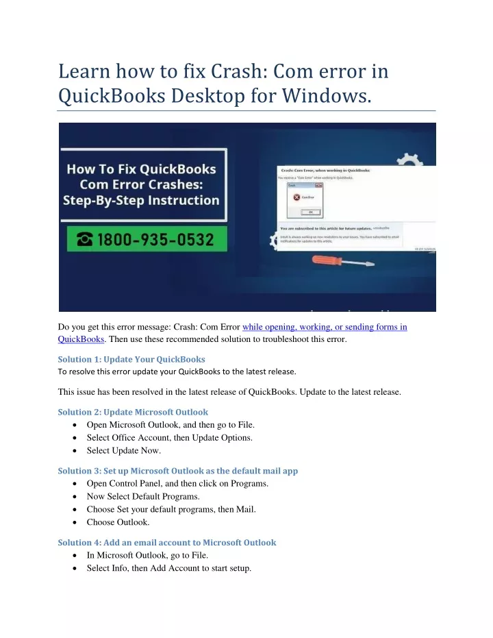 learn how to fix crash com error in quickbooks