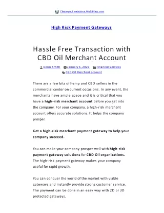 CBD Oil Merchant Account