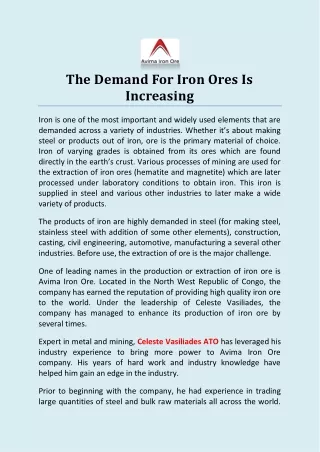 the demand for iron ores is increasing