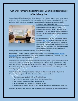 get well furnished apartment at your ideal