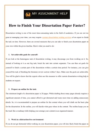 how to finish your dissertation paper faster