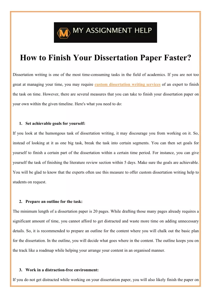 how to finish your dissertation paper faster