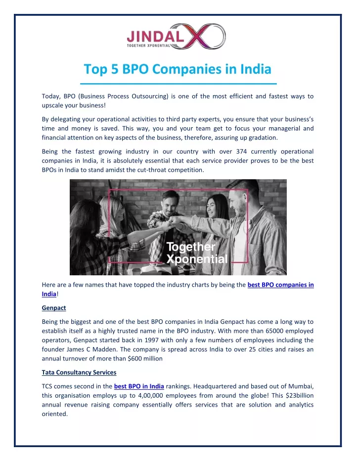 top 5 bpo companies in india