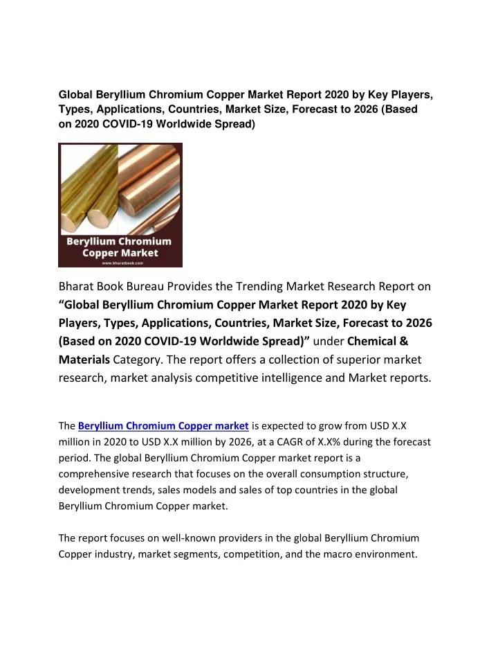 global beryllium chromium copper market report