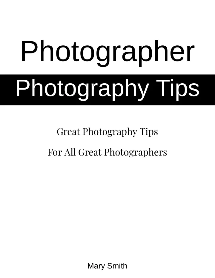 photographer photography tips