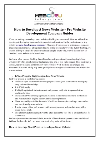 how to develop a news website pro website