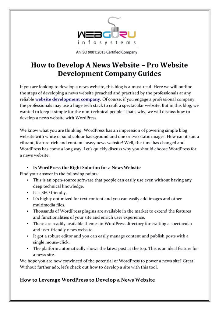 how to develop a news website pro website