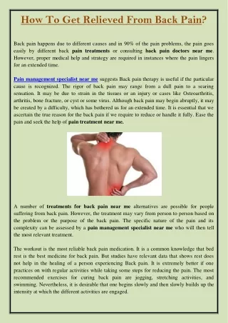 how to get relieved from back pain