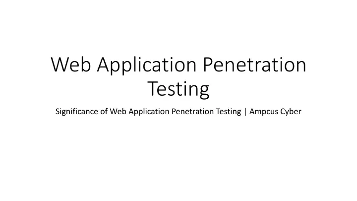 web application penetration testing