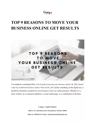 TOP 9 REASONS TO MOVE YOUR BUSINESS ONLINE GET RESULTS