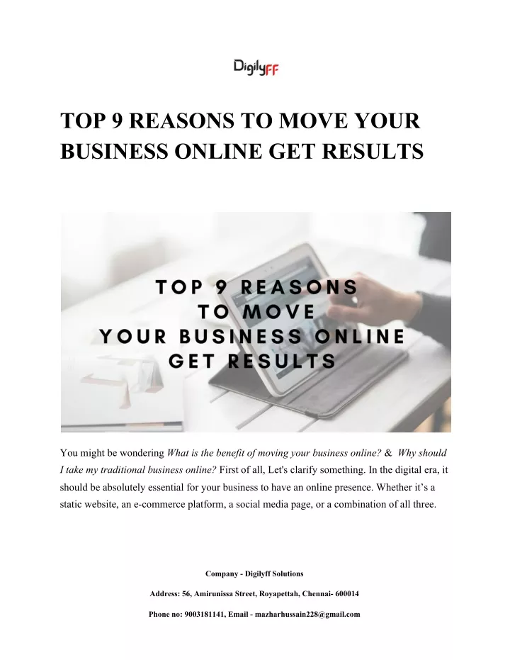 top 9 reasons to move your business online