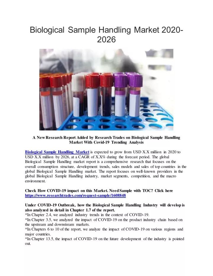 biological sample handling market 2020 2026