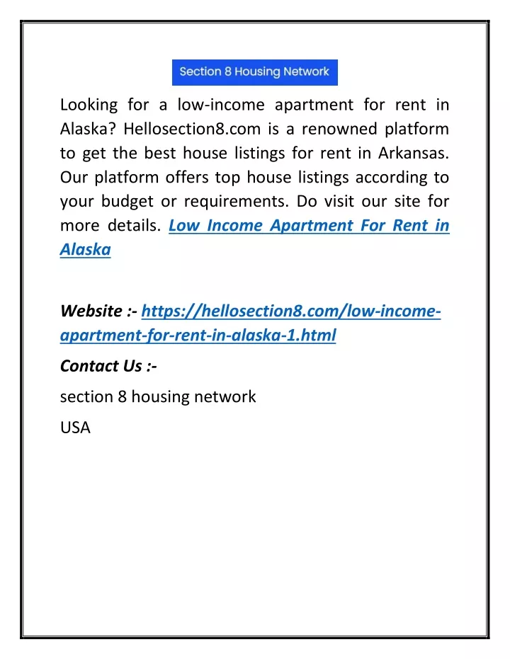 looking for a low income apartment for rent