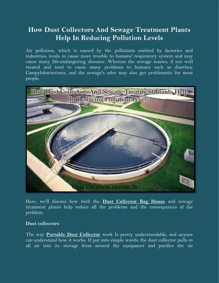 how dust collectors and sewage treatment plants