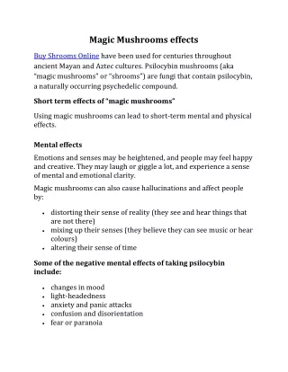 magic mushrooms effects